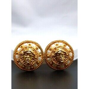 Golden MEDUSA Statement Earrings High End Quality Clip On